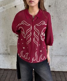 sedacle（セダクル）の「スカルジャガードジップニット（ニット/セーター）」