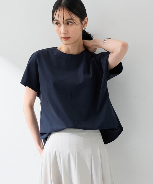 LLサイズ、藍染【はないろきれ】ブランド、セットアップ可ブラウス VERYコラボ】トリアセダブルジョーゼット レース襟 ブラウス