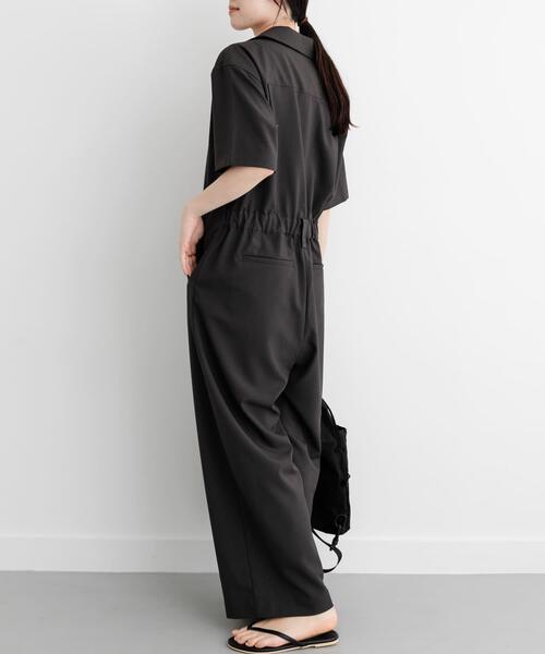 FORK&SPOON（フォークアンドスプーン）の「FORK&SPOON　5分袖オールインワン（サロペット/オーバーオール・レディース・ダークブラウン/ネイビー・1/2）」の4枚目の写真