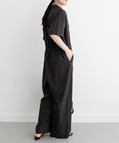 FORK&SPOON（フォークアンドスプーン）の「FORK&SPOON　5分袖オールインワン（サロペット/オーバーオール・レディース・ダークブラウン/ネイビー・1/2）」の6枚目の写真