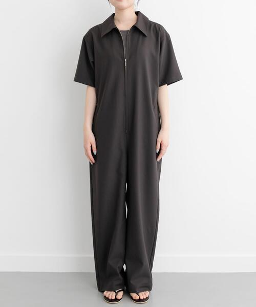 FORK&SPOON（フォークアンドスプーン）の「FORK&SPOON　5分袖オールインワン（サロペット/オーバーオール・レディース・ダークブラウン/ネイビー・1/2）」の9枚目の写真