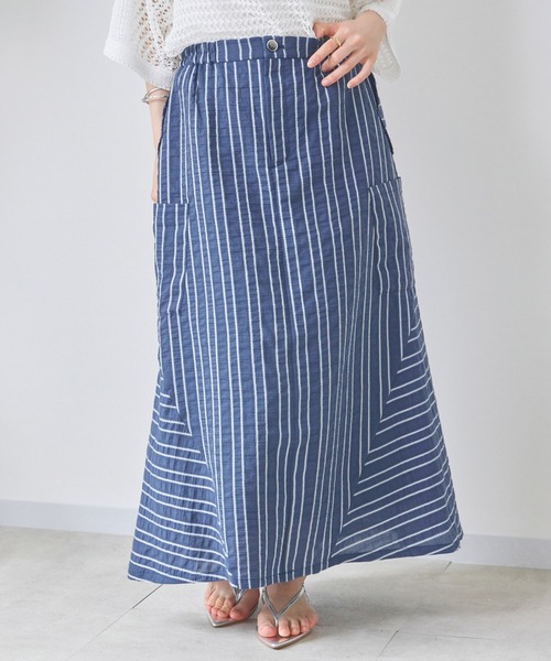 KATHARINE ROSS(キャサリンロス)の「【KATHARINE ROSS】ブライトストライプスカート(スカート・レディース・ベージュ/ネイビー・MEDIUM)」の2枚目の写真