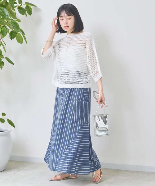 KATHARINE ROSS(キャサリンロス)の「【KATHARINE ROSS】ブライトストライプスカート(スカート・レディース・ベージュ/ネイビー・MEDIUM)」の11枚目の写真