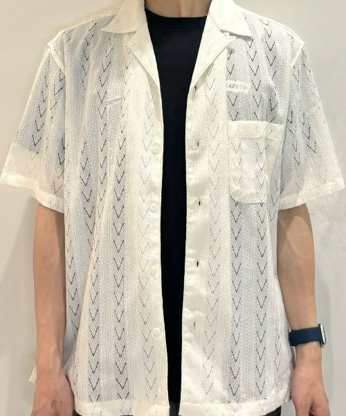 BACK NUMBER（バックナンバー）の「【BACK NUMBER】透かし編み半袖シャツ（シャツ/ブラウス・メンズ・ブラック/オフホワイト/ブラウン・L/XL/M）」の2枚目の写真