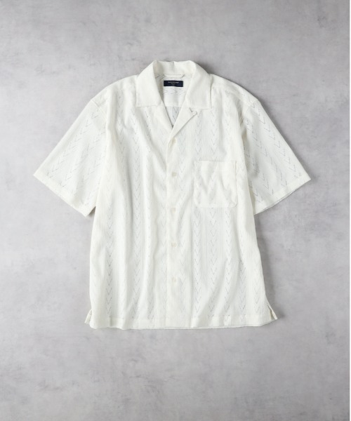 BACK NUMBER（バックナンバー）の「【BACK NUMBER】透かし編み半袖シャツ（シャツ/ブラウス・メンズ・ブラック/オフホワイト/ブラウン・L/XL/M）」の4枚目の写真