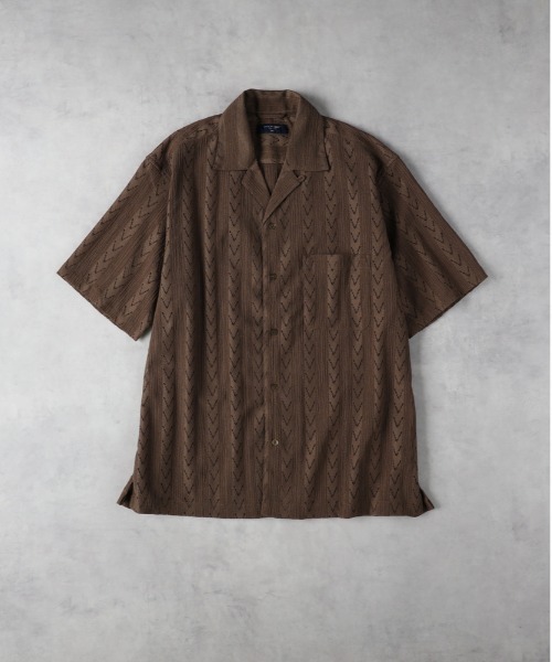 BACK NUMBER（バックナンバー）の「【BACK NUMBER】透かし編み半袖シャツ（シャツ/ブラウス・メンズ・ブラック/オフホワイト/ブラウン・L/XL/M）」の6枚目の写真