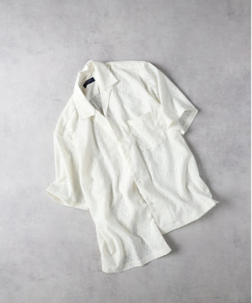 BACK NUMBER（バックナンバー）の「【BACK NUMBER】透かし編み半袖シャツ（シャツ/ブラウス・メンズ・ブラック/オフホワイト/ブラウン・L/XL/M）」の14枚目の写真