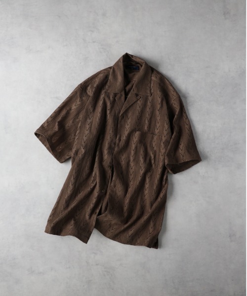 BACK NUMBER（バックナンバー）の「【BACK NUMBER】透かし編み半袖シャツ（シャツ/ブラウス・メンズ・ブラック/オフホワイト/ブラウン・L/XL/M）」の18枚目の写真