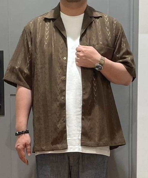 BACK NUMBER（バックナンバー）の「【BACK NUMBER】透かし編み半袖シャツ（シャツ/ブラウス・メンズ・ブラック/オフホワイト/ブラウン・L/XL/M）」の20枚目の写真