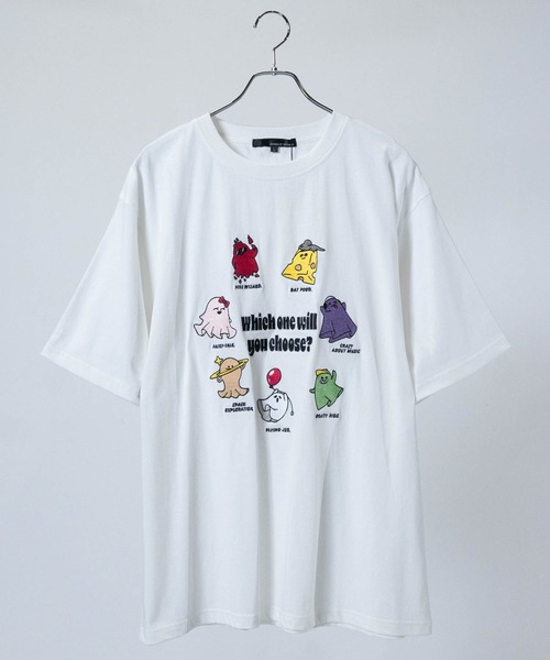 JOHN'S CLOSET(ジョンズクローゼット)の「【13】バリエーション オバケ刺繍 半袖Tシャツ(Tシャツ/カットソー・メンズ・オフホワイト/ブラック・LARGE/MEDIUM)」の1枚目の写真