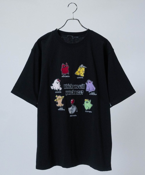 JOHN'S CLOSET(ジョンズクローゼット)の「【13】バリエーション オバケ刺繍 半袖Tシャツ(Tシャツ/カットソー・メンズ・オフホワイト/ブラック・LARGE/MEDIUM)」の2枚目の写真
