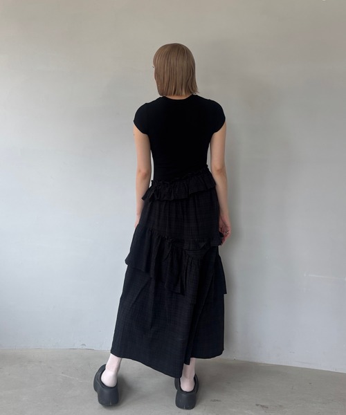 【関税込】PhaseEight ワンピース☆Francesca Abstract Pleated チェック柄 フリルロングワンピース FX25L086【Fano Studios