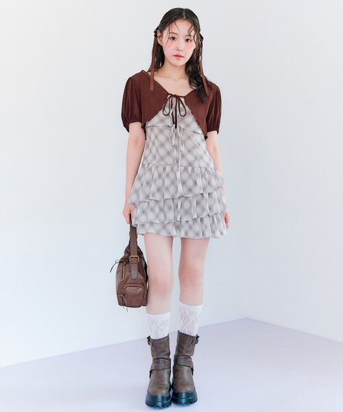 セール】【SETアイテム】ボレロセットリボンミニワンピース
