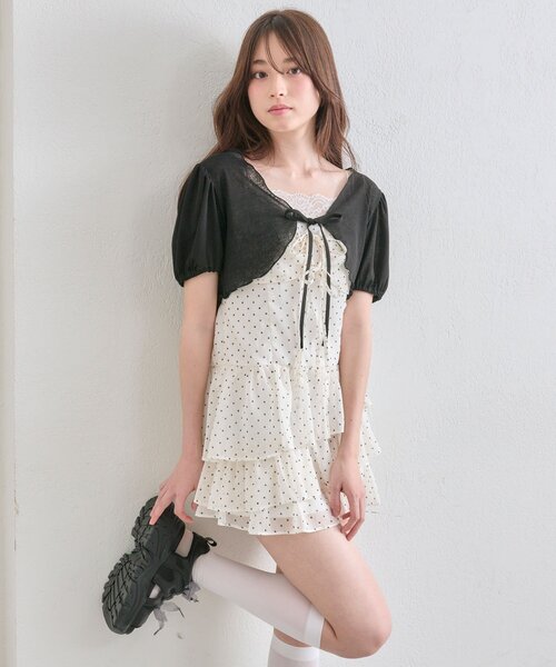 セール】【SETアイテム】ボレロセットリボンミニワンピース