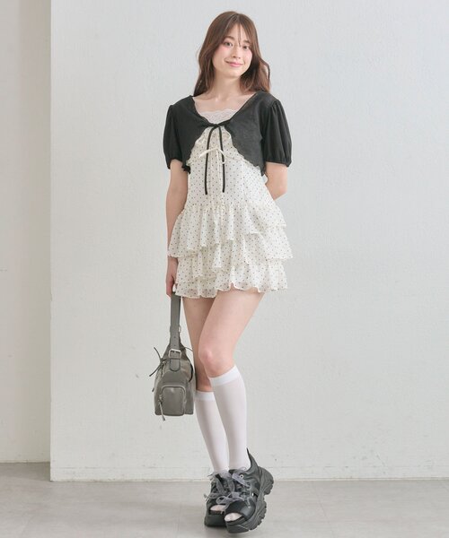 セール】【SETアイテム】ボレロセットリボンミニワンピース