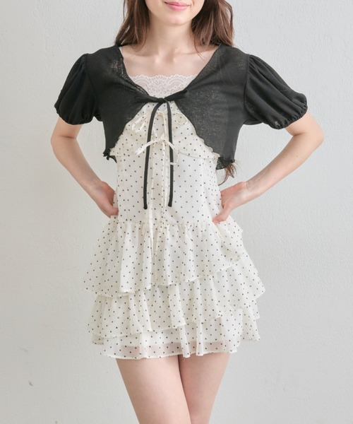 OLIVE des OLIVE（オリーブデオリーブ）の「【SETアイテム】ボレロセットリボンミニワンピース（ワンピース・レディース・ドット/ブラウン系その他/ブラック系その他/イエロー・FREE）」の4枚目の写真