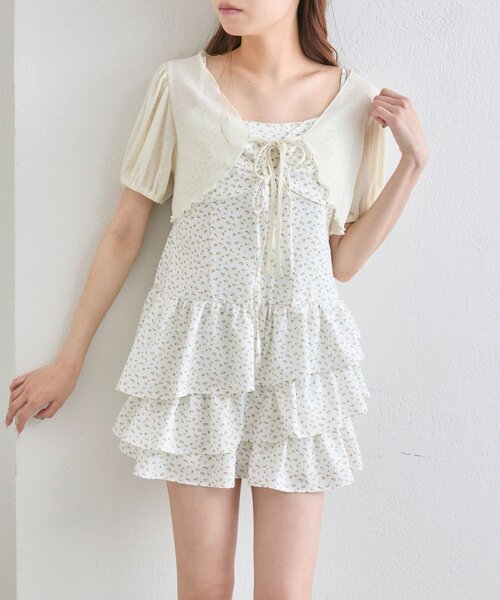 OLIVE des OLIVE（オリーブデオリーブ）の「【SETアイテム】ボレロセットリボンミニワンピース（ワンピース・レディース・ドット/ブラウン系その他/ブラック系その他/イエロー・FREE）」の3枚目の写真