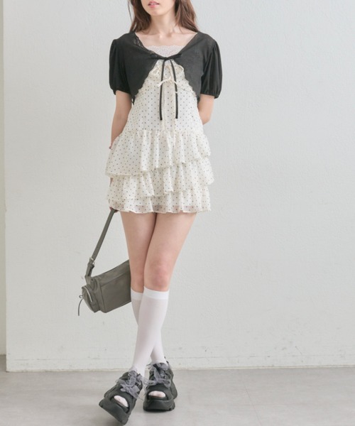 OLIVE des OLIVE（オリーブデオリーブ）の「【SETアイテム】ボレロセットリボンミニワンピース（ワンピース・レディース・ドット/ブラウン系その他/ブラック系その他/イエロー・FREE）」の13枚目の写真