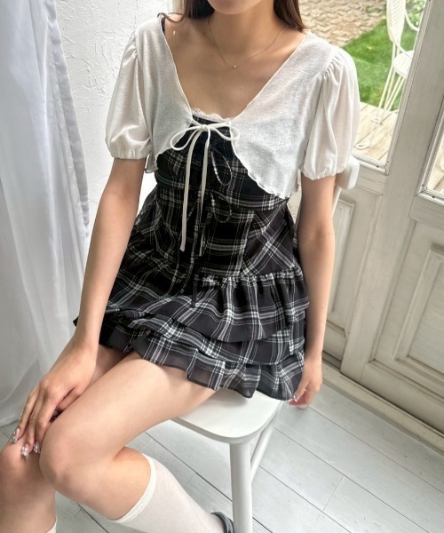 OLIVE des OLIVE（オリーブデオリーブ）の「【SETアイテム】ボレロセットリボンミニワンピース（ワンピース・レディース・ドット/ブラウン系その他/ブラック系その他/イエロー・FREE）」の14枚目の写真