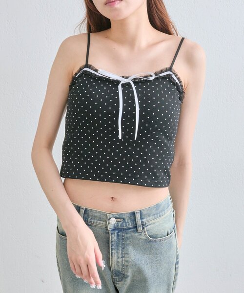 OLIVE des OLIVE(オリーブデオリーブ)の「【万能インナー】チュールフリルキャミソール(キャミソール・レディース・オフホワイト/ブラック/ホワイト・FREE)」の22枚目の写真