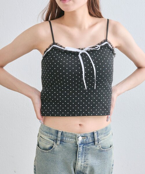 OLIVE des OLIVE(オリーブデオリーブ)の「【万能インナー】チュールフリルキャミソール(キャミソール・レディース・オフホワイト/ブラック/ホワイト・FREE)」の20枚目の写真