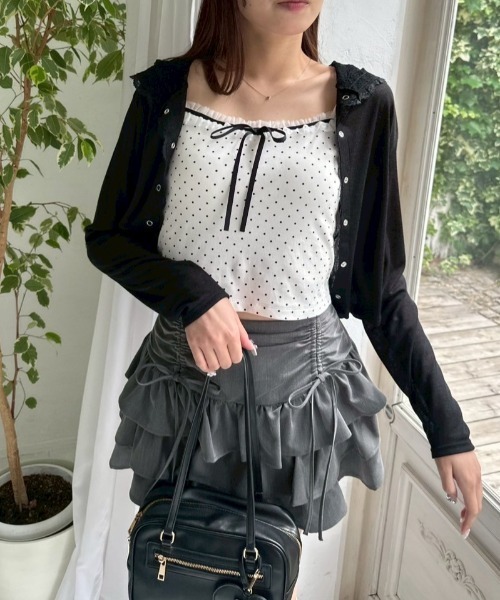 OLIVE des OLIVE(オリーブデオリーブ)の「【万能インナー】チュールフリルキャミソール(キャミソール・レディース・オフホワイト/ブラック/ホワイト・FREE)」の13枚目の写真