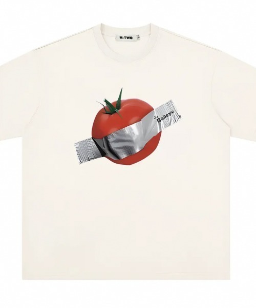 FreeZone(フリーゾーン)の「ダクトトマトグラフィックTシャツ(Tシャツ/カットソー・メンズ・ベージュ/ホワイト/ブラック・F)」の3枚目の写真