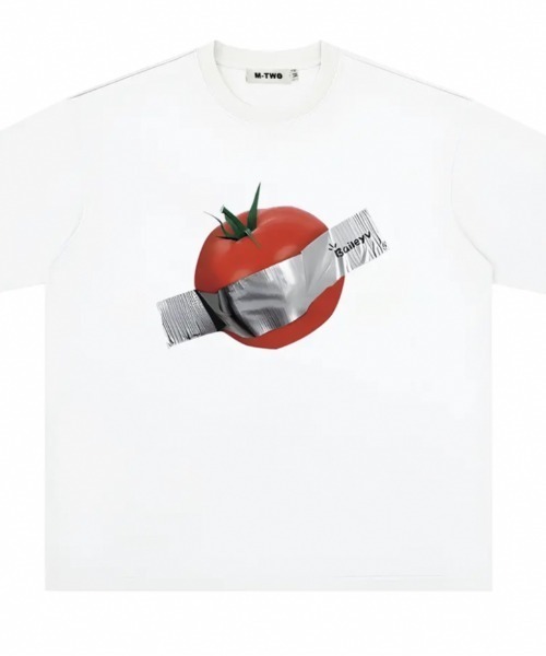 FreeZone(フリーゾーン)の「ダクトトマトグラフィックTシャツ(Tシャツ/カットソー・メンズ・ベージュ/ホワイト/ブラック・F)」の2枚目の写真