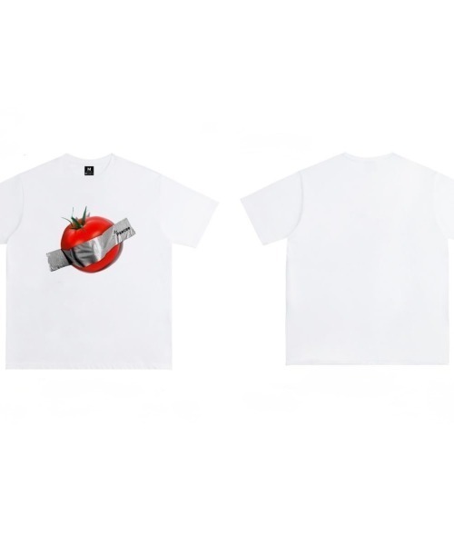 FreeZone(フリーゾーン)の「ダクトトマトグラフィックTシャツ(Tシャツ/カットソー・メンズ・ベージュ/ホワイト/ブラック・F)」の4枚目の写真