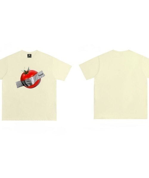 FreeZone(フリーゾーン)の「ダクトトマトグラフィックTシャツ(Tシャツ/カットソー・メンズ・ベージュ/ホワイト/ブラック・F)」の5枚目の写真