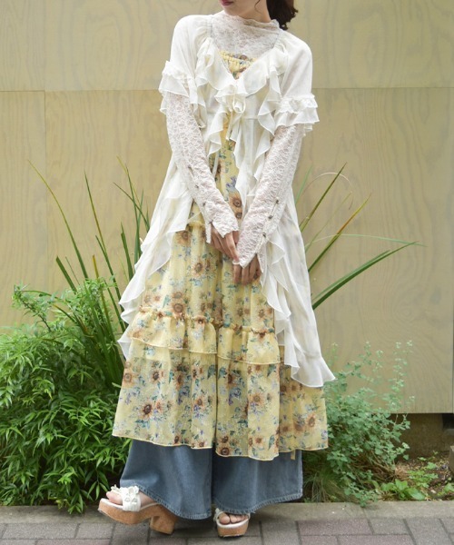 axes femme（アクシーズファム）の「ラッフルフリルガウン（カーディガン/ボレロ・レディース・ブラック/キナリ・FREE）」の2枚目の写真