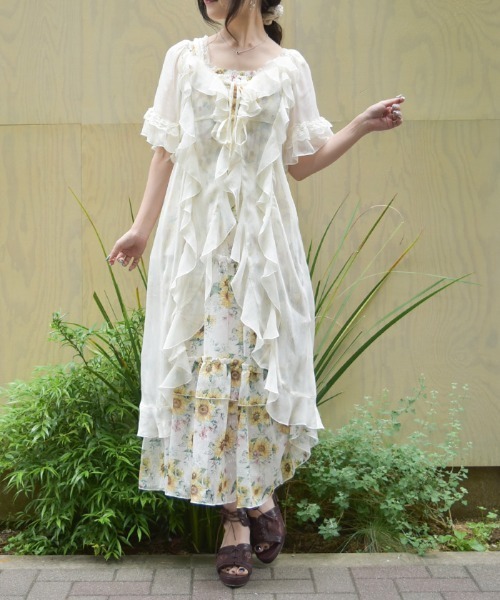 新品 axes femme ラッフルフリルガウン 完売 カーディガン ラッフルフリルガウン（カーディガン/ボレロ）｜axes femme