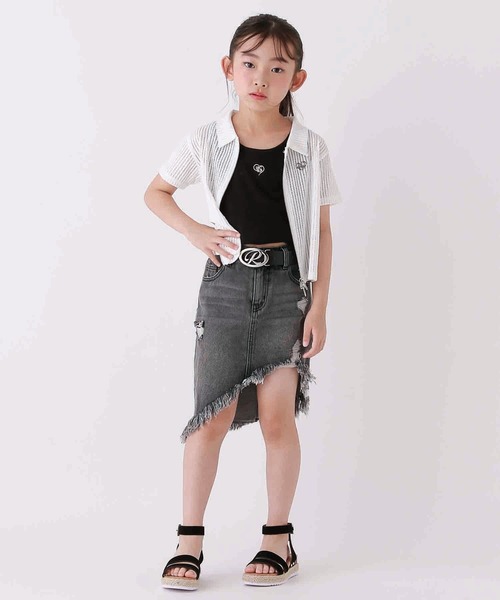 10C REPIPI（ジューシーレピピ）の「【10C REPIPI】アシメダメージデニムスカート（デニムスカート・キッズ・ブラック/ブルー・110cm/130cm/120cm）」の3枚目の写真