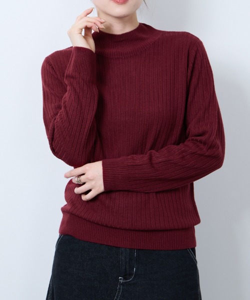 NAVY(ネイビー)の「カシミヤタッチ リブハイネックニット(ニット/セーター・レディース・バーガンディー/ネイビー/チャコール/グレイッシュベージュ/ブルーグリーン・L/M)」の13枚目の写真