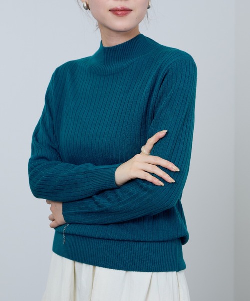 セール】カシミヤタッチ リブハイネックニット（ニット/セーター