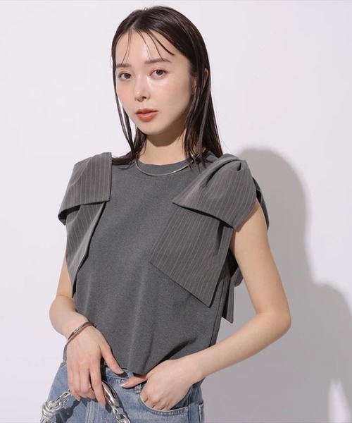 新作新品タグ付き　Mystrada♡リボンボートニット mystrada リボンボートニット ライトグレー 38サイズ - メルカリ