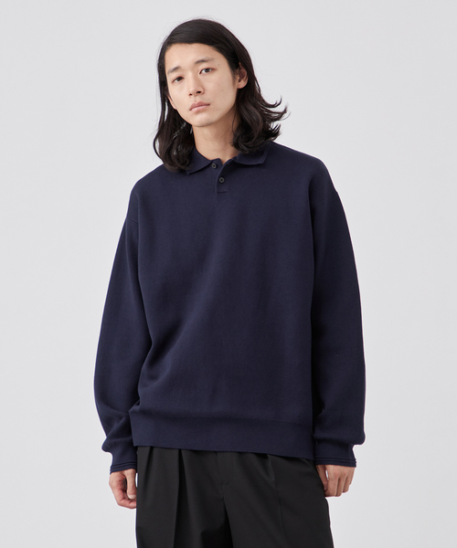 B.C STOCK（ベーセーストック）の「【ANTS & ELEPHANTS】2トーン スウェットライクニットポロシャツ（ニット/セーター・メンズ・グリーン/ネイビー/ブラック・MEDIUM/LARGE）」の3枚目の写真