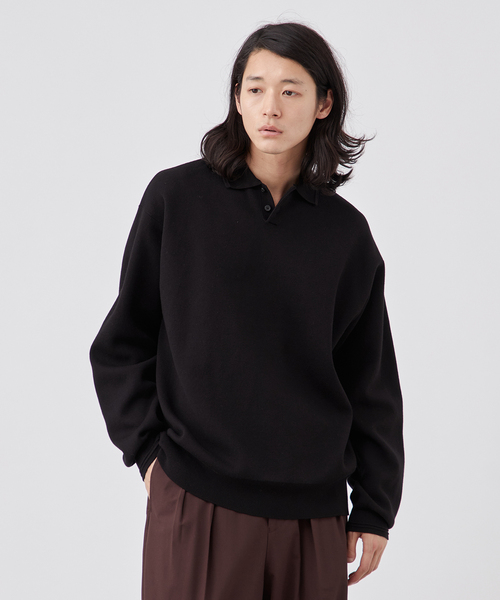 B.C STOCK（ベーセーストック）の「【ANTS & ELEPHANTS】2トーン スウェットライクニットポロシャツ（ニット/セーター・メンズ・グリーン/ネイビー/ブラック・MEDIUM/LARGE）」の2枚目の写真