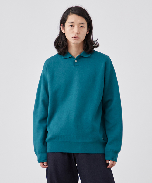 B.C STOCK（ベーセーストック）の「【ANTS & ELEPHANTS】2トーン スウェットライクニットポロシャツ（ニット/セーター・メンズ・グリーン/ネイビー/ブラック・MEDIUM/LARGE）」の9枚目の写真