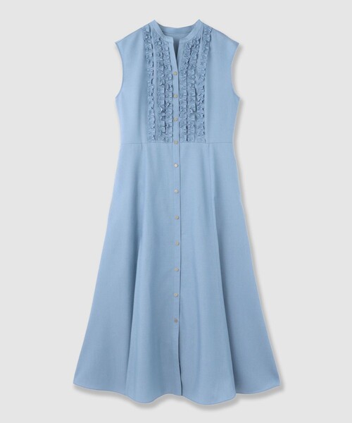 【ANAYI】デニムライクフリル ワンピース　サイズ38 ANAYI】デニムライクフリル ワンピース サイズ38