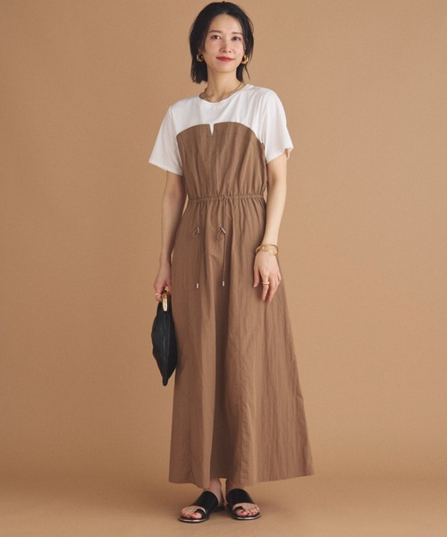 Doux archives（ドゥアルシーヴ）の「カットドッキングドロストワンピース（ワンピース・レディース・オリーブ/ブラック/モカ・38）」の4枚目の写真