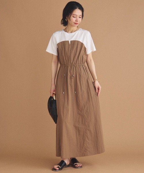 Doux archives（ドゥアルシーヴ）の「カットドッキングドロストワンピース（ワンピース・レディース・オリーブ/ブラック/モカ・38）」の5枚目の写真