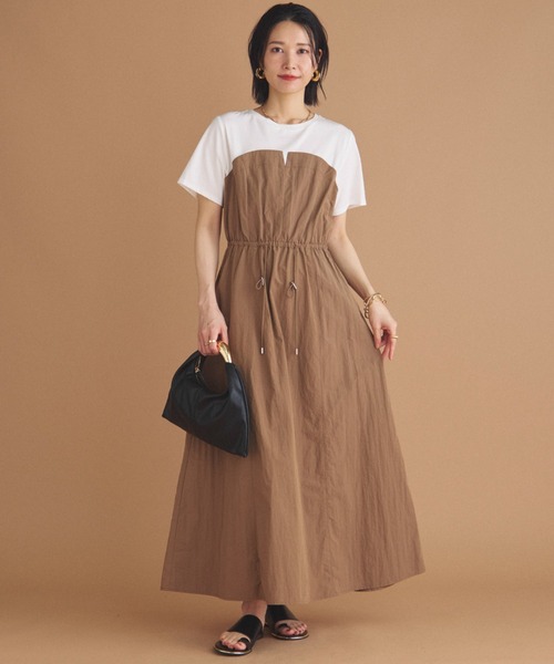 Doux archives（ドゥアルシーヴ）の「カットドッキングドロストワンピース（ワンピース・レディース・オリーブ/ブラック/モカ・38）」の6枚目の写真