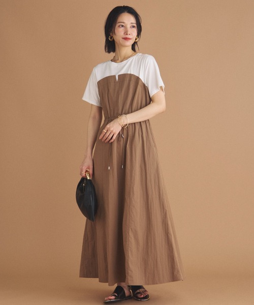 Doux archives（ドゥアルシーヴ）の「カットドッキングドロストワンピース（ワンピース・レディース・オリーブ/ブラック/モカ・38）」の8枚目の写真