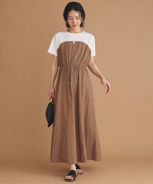 Doux archives（ドゥアルシーヴ）の「カットドッキングドロストワンピース（ワンピース・レディース・オリーブ/ブラック/モカ・38）」の14枚目の写真