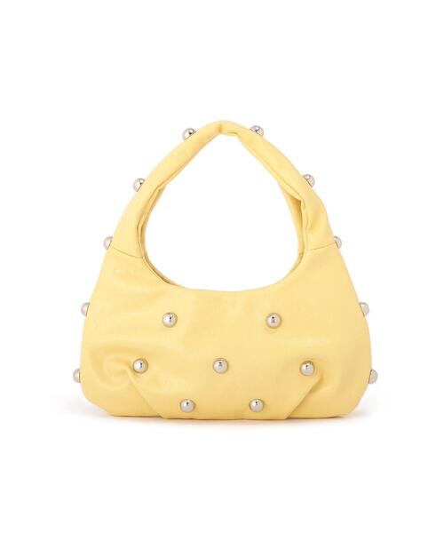 FREE'S MART（フリーズマート）の「スタッズ付きワンショルダーバッグ（ハンドバッグ・レディース・イエロー/ブラック・ﾌﾘ-）」の2枚目の写真