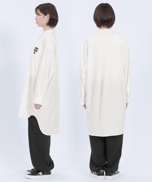 ブラウス シャツ マリークワント mary quant 撥水UVロング ブラウス レディース セール】レトロロゴサイドリボン ブラウス（シャツ/ブラウス