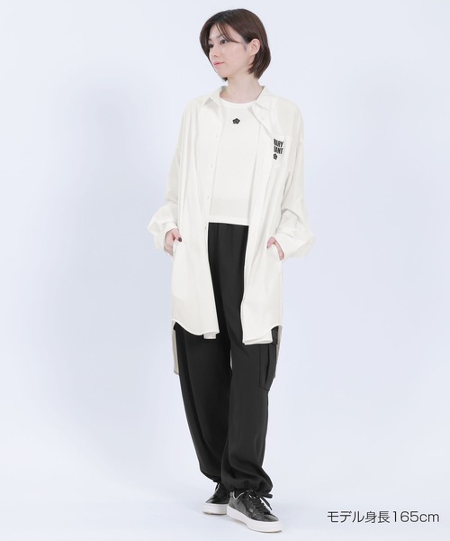 ブラウス シャツ マリークワント mary quant 撥水UVロング ブラウス レディース セール】レトロロゴサイドリボン ブラウス（シャツ/ブラウス