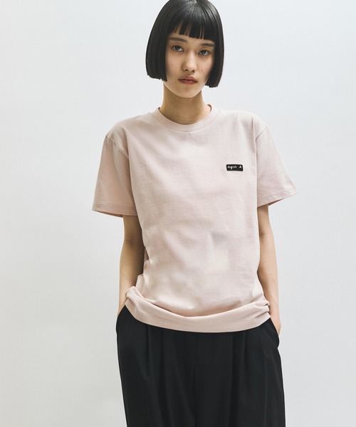 ADAM ET ROPE ベージュ フレア Tシャツ 半袖 agnes b. pour ADAM ET ROPE'】T-SHIRT（Tシャツ/カットソー