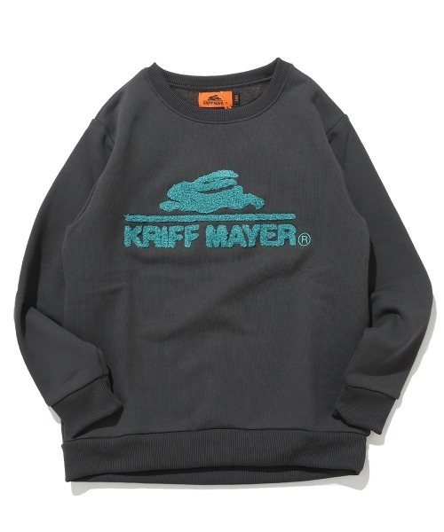 KRIFF MAYER Kid's Collection(クリフメイヤーキッズコレクション)の「サガラ刺繍裏起毛クルー(ロゴ)(スウェット・キッズ・ナチュラル/ベージュ/チャコール/カラフル/グリーン/レッド/ブラウン/パープル・170/160/150/130/120/140)」の2枚目の写真